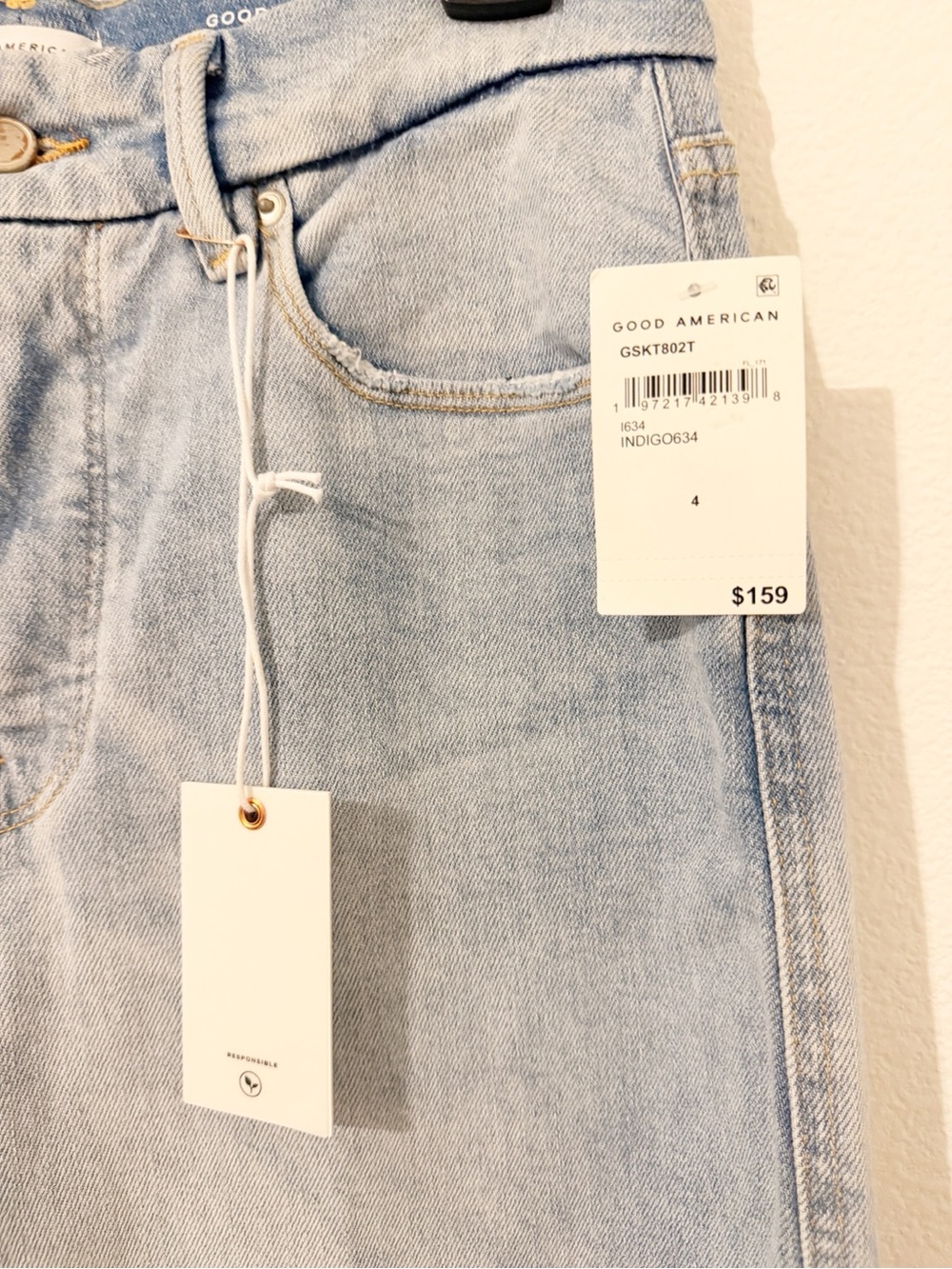 NWT Good American Good Skate Wide Leg Jeans Indigo 364 Size 4 - Picture 4 of 4